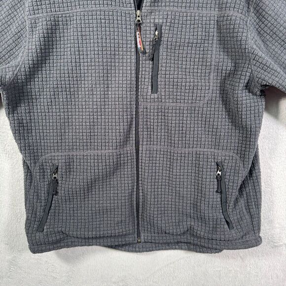 LL Bean Fleece Jacket Mens XL Tall Gray Waffle Knit Full Zip Made In USA - Picture 8 of 13